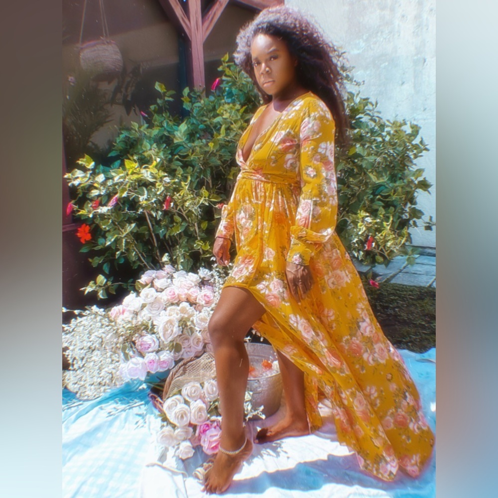 The URBN Bouquet dress Floral Flourish Long Sleeve Maxi.
